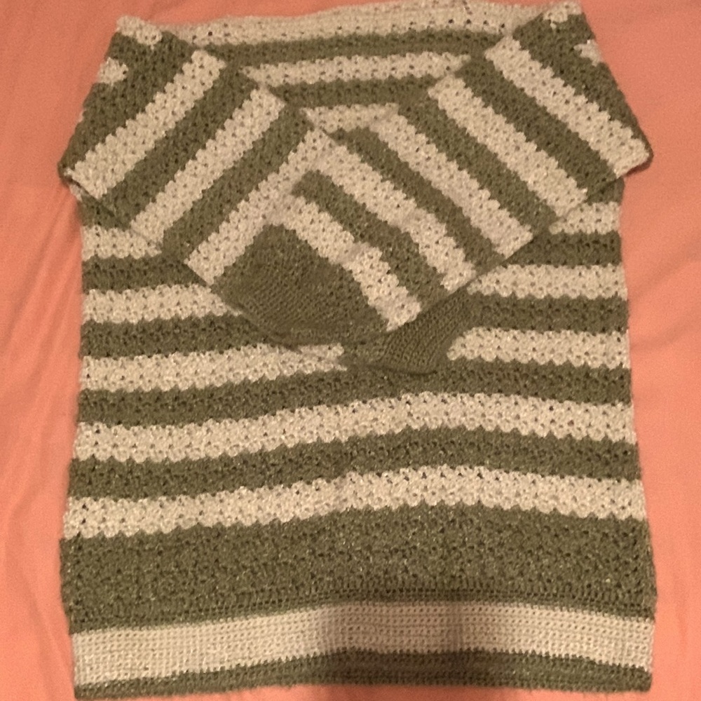 Vintage Hand Knit Afghan Puff Sleeve Sweater